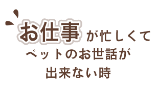 お仕事が忙しくてペットのお世話が出来ない時