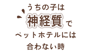 うちの子は神経質でペットホテルには合わない時